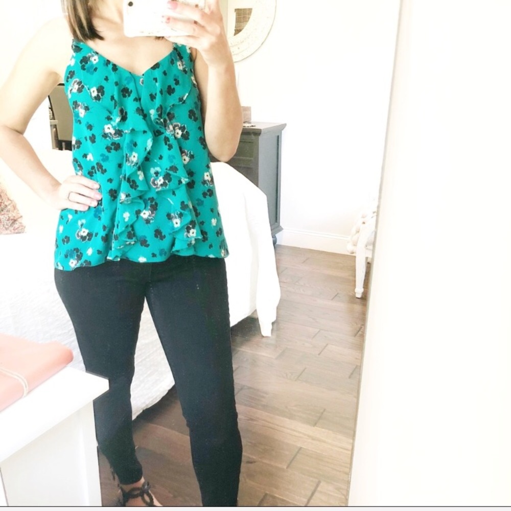 ✨ 5 for $25 ✨ Lauren Conrad Turquoise Flirty Boho XS Tank EUC
